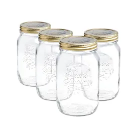 1.5L Quattro Stagioni Mason Glass Drinking Jars - Pack of Four - By Bormioli Rocco