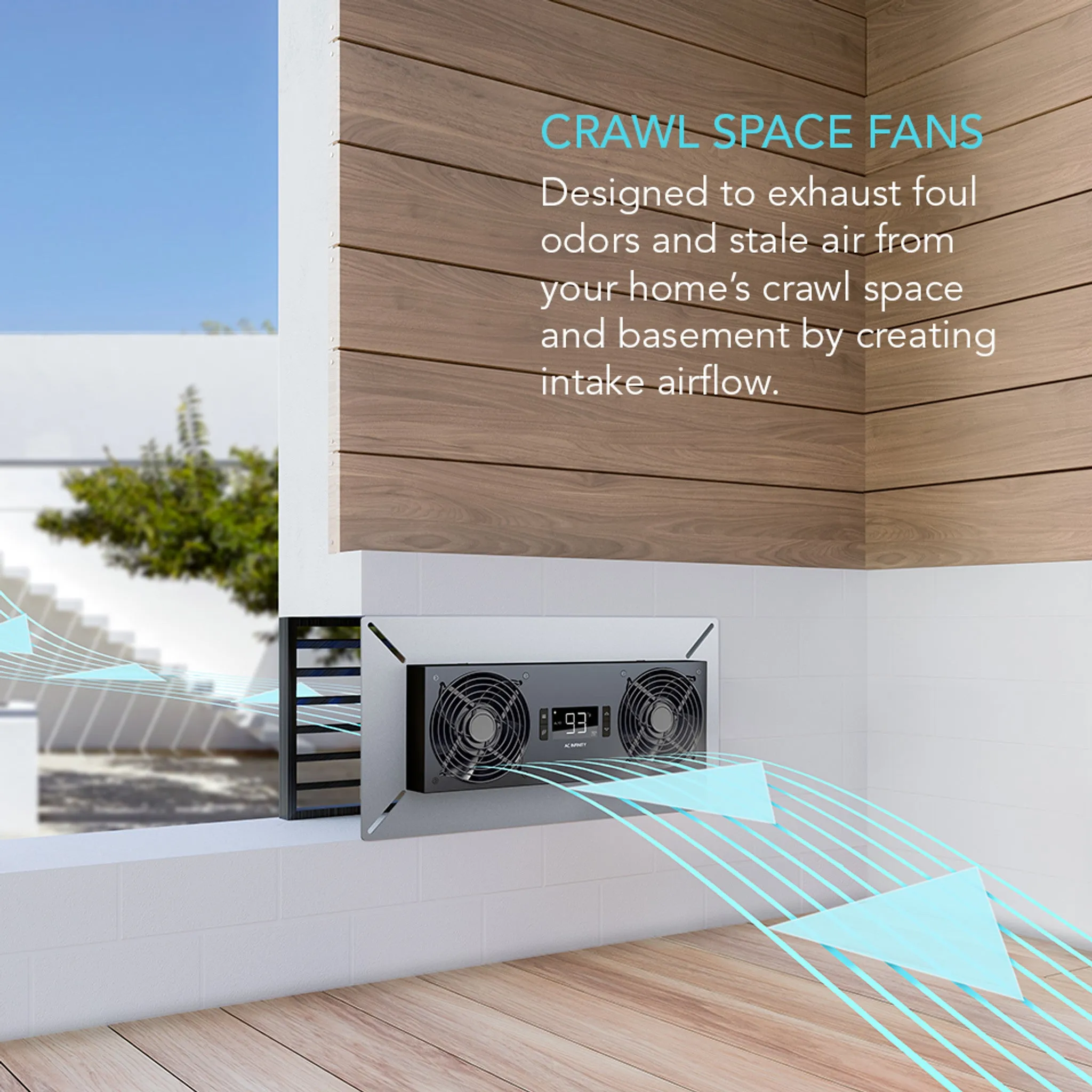 AC Infinity AIRTITAN T8-N Crawl Space and Basement Ventilator Fan, Temperature and Humidity Controller, Ip-44 Rated, Intake