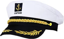 Adult Yacht Boat Sailor Captain Costume Hat Cap Marine Admiral Adjustable Sea Cap Navy Costume Accessory (White)