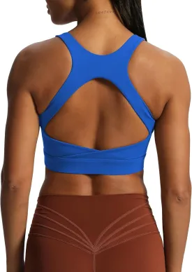 Aoxjox Women's Workout Sports Bras High Impact Fitness Backless Padded Training Gym Khloe Bra Yoga Crop Tank Top