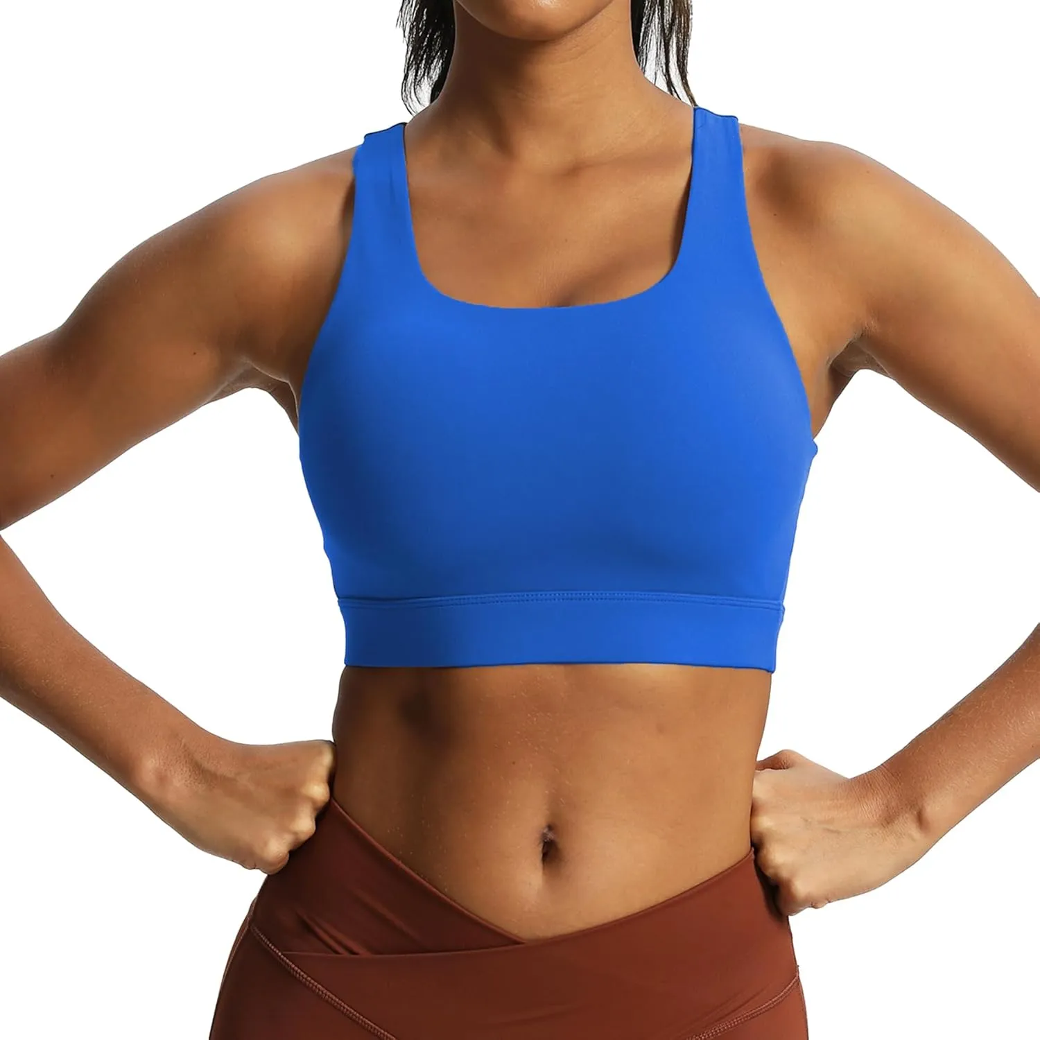 Aoxjox Women's Workout Sports Bras High Impact Fitness Backless Padded Training Gym Khloe Bra Yoga Crop Tank Top