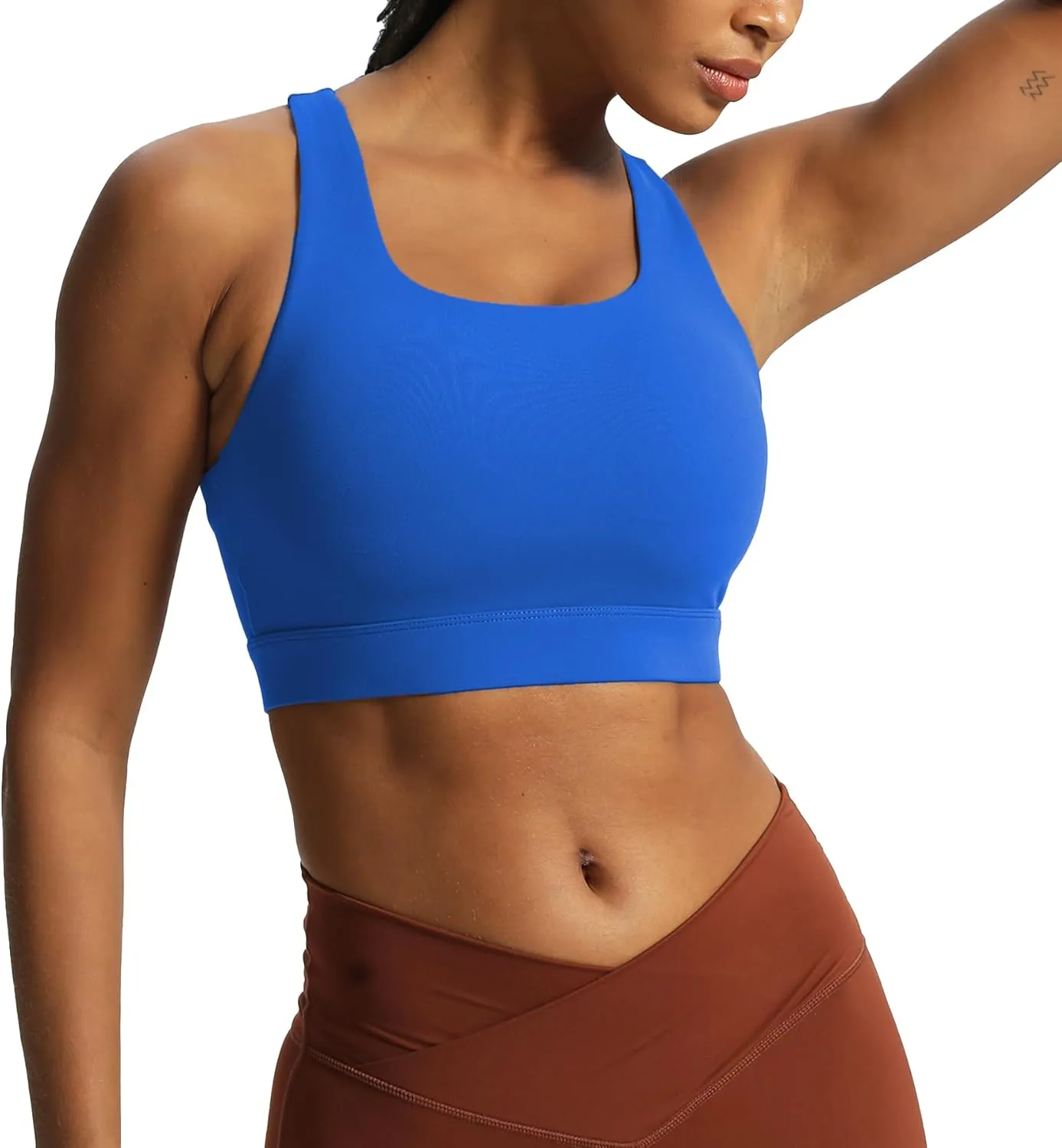 Aoxjox Women's Workout Sports Bras High Impact Fitness Backless Padded Training Gym Khloe Bra Yoga Crop Tank Top