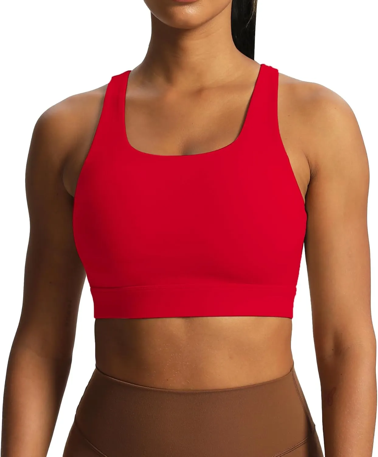 Aoxjox Women's Workout Sports Bras High Impact Fitness Backless Padded Training Gym Khloe Bra Yoga Crop Tank Top