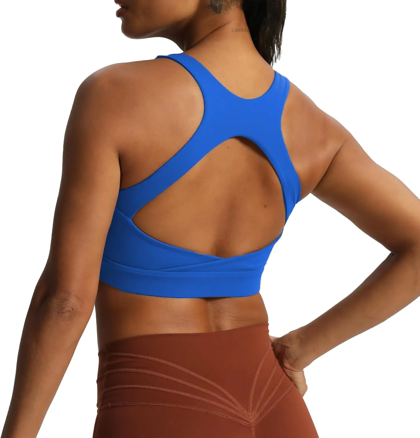 Aoxjox Women's Workout Sports Bras High Impact Fitness Backless Padded Training Gym Khloe Bra Yoga Crop Tank Top
