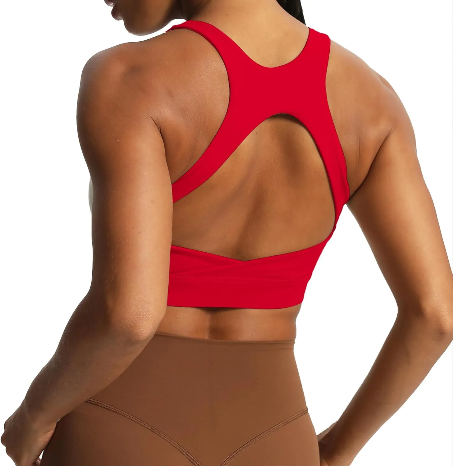 Aoxjox Women's Workout Sports Bras High Impact Fitness Backless Padded Training Gym Khloe Bra Yoga Crop Tank Top