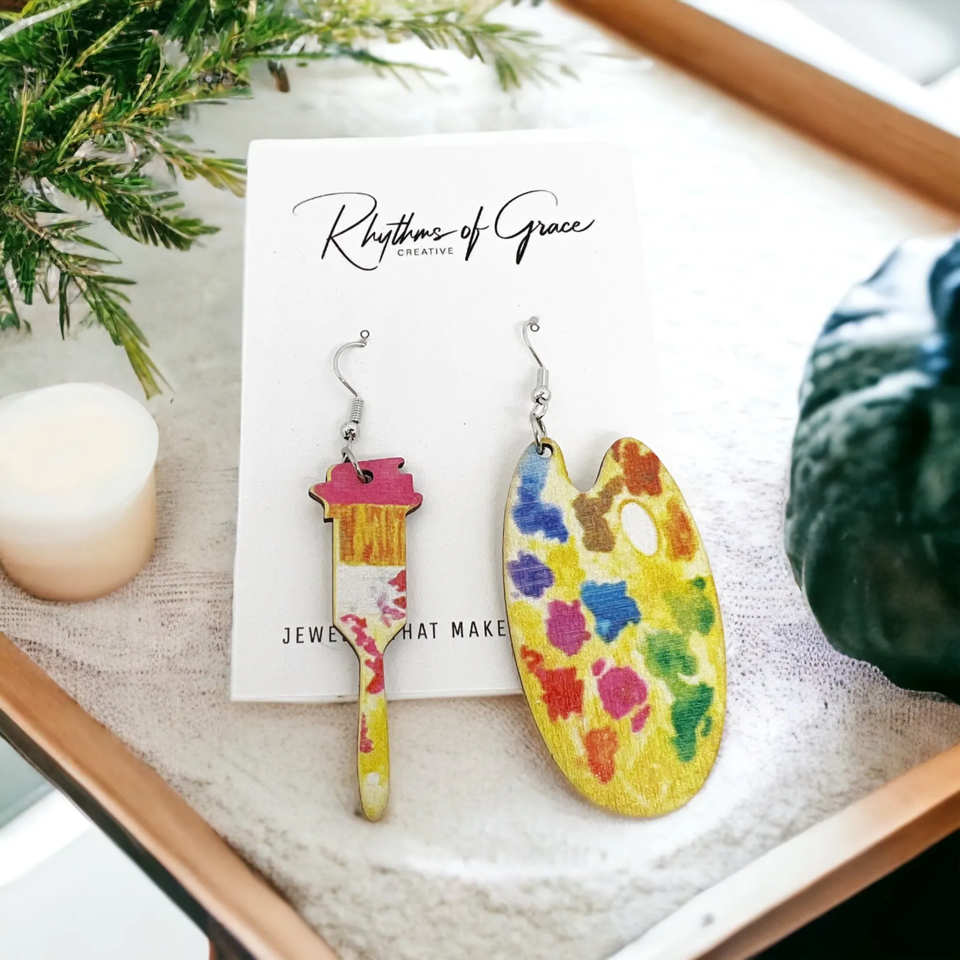 Art Teacher Earrings - Painter Gift, Artist Jewelry, Art Teacher, Teacher Earrings, Art Earrings, Artist Gift, Art Jewelry, Painter Earrings