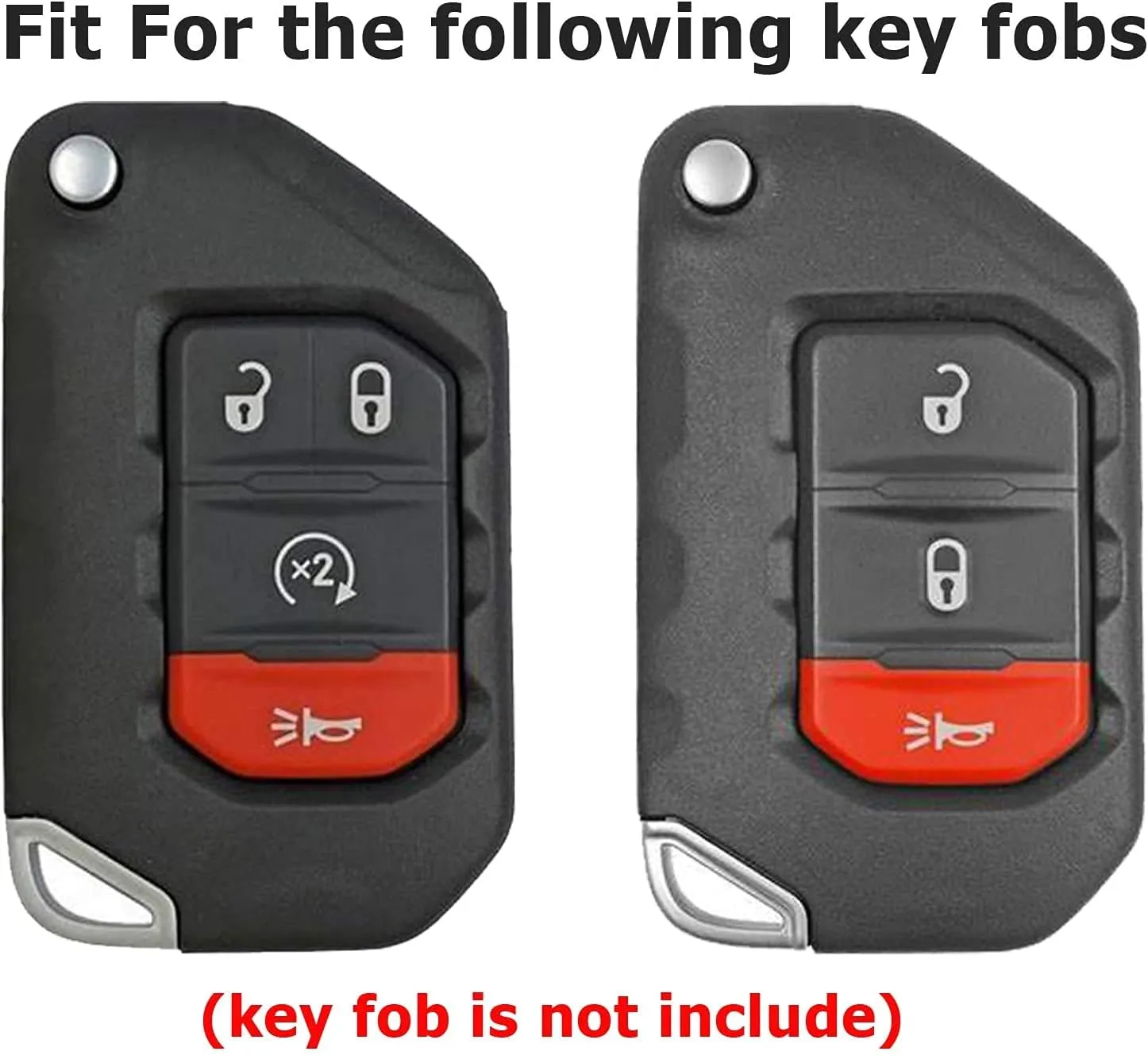 Autophone Compatible with Jeep Key Fob Cover With Leather Keychain Soft TPU Protection Key Case for 2018-2025 Wrangler JL JLU Rubicon Wagoneer Gladiator JT Sahara JLU Remote Ke (Black)
