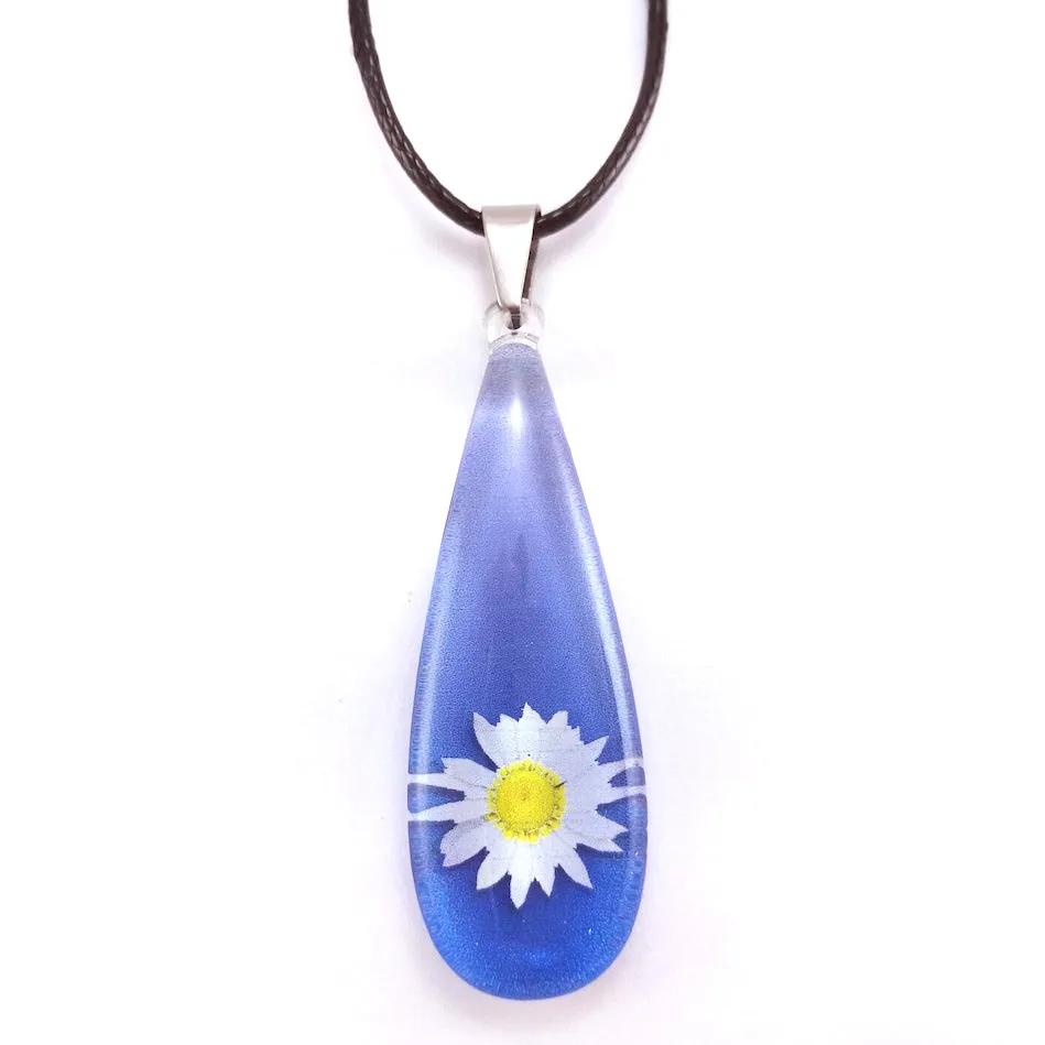 Blue Opaque Daisy Pendant