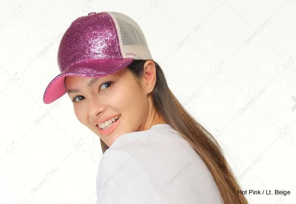 C.C Radiant Shimmer Adjustable Trucker Mesh Baseball Cap Hat