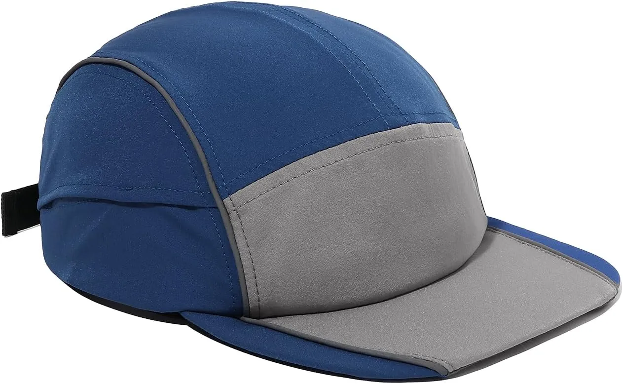 Clakllie Quick Dry 5 Panel Running Hats Reflective Flat Brim Hat Breathable Baseball Cap Cooling Outdoor Caps Tennis Dad Hats