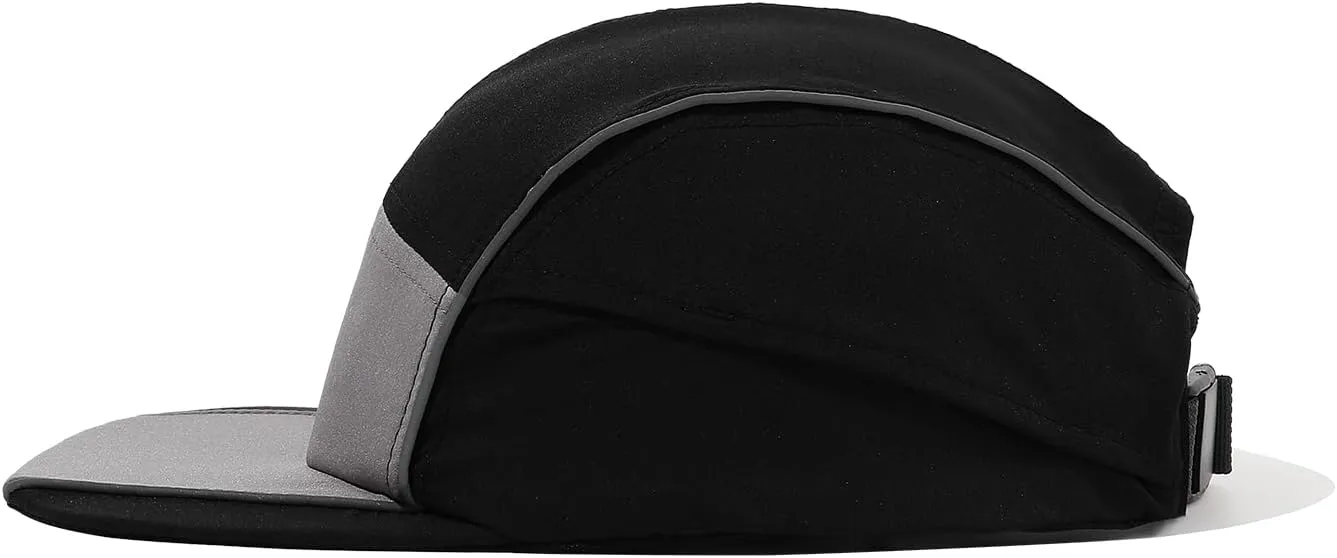 Clakllie Quick Dry 5 Panel Running Hats Reflective Flat Brim Hat Breathable Baseball Cap Cooling Outdoor Caps Tennis Dad Hats