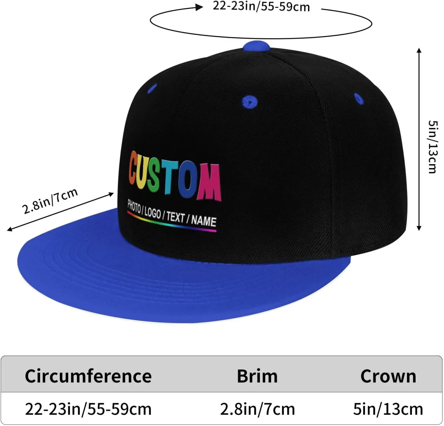 Custom Snapback Hats for Men Personalized Hip Hop Flat Bill Brim Baseball Cap Add Your Own Text Photo Logo