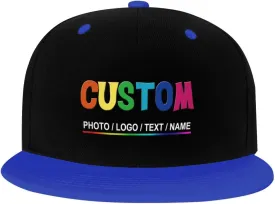 Custom Snapback Hats for Men Personalized Hip Hop Flat Bill Brim Baseball Cap Add Your Own Text Photo Logo