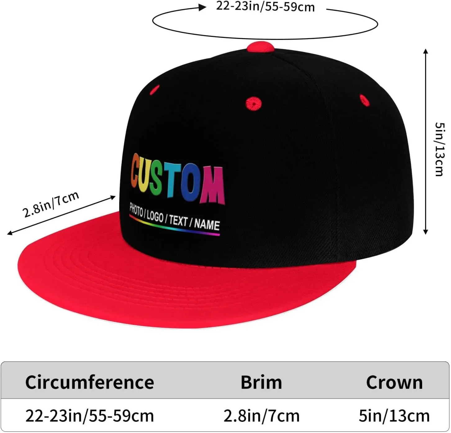 Custom Snapback Hats for Men Personalized Hip Hop Flat Bill Brim Baseball Cap Add Your Own Text Photo Logo