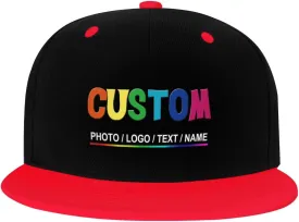 Custom Snapback Hats for Men Personalized Hip Hop Flat Bill Brim Baseball Cap Add Your Own Text Photo Logo