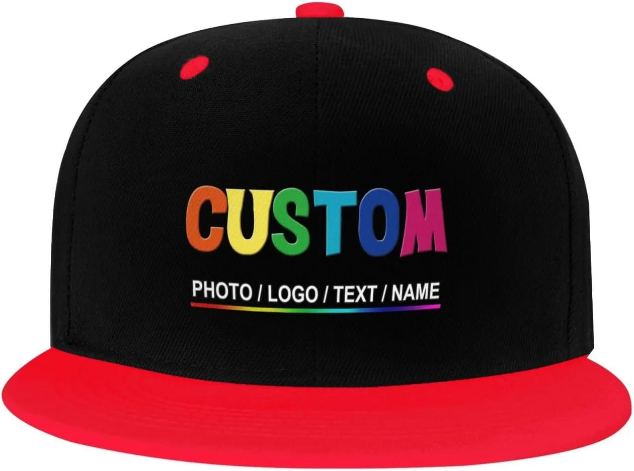 Custom Snapback Hats for Men Personalized Hip Hop Flat Bill Brim Baseball Cap Add Your Own Text Photo Logo
