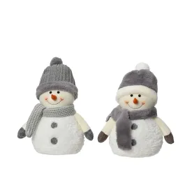 Decoris 29cm White &amp; Grey Snowmen Ornaments