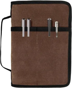 Field Notes Notebook Cover for 6.7 X 9.8 Inch with A5 Journal Cover Notebook Zipper Pocket Planner for Pen Holder,Water Resistant Cover Notebooks Sketchbook,Waterproof Waxed Canvas (Dark brown)