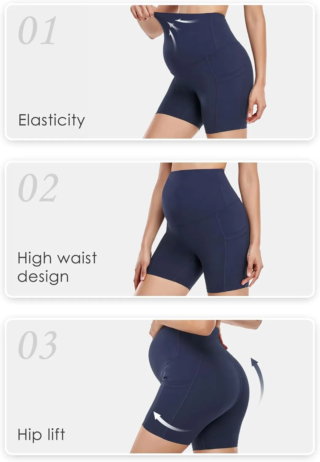HOFISH Maternity Shorts for Women Over The Belly Pregancy Biker Shorts Workout Active Running Short Pants with Pockets