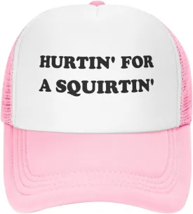 Hurtin for A Squirting Hat Funny Trucker Hats Adjustable Classic Fishing Cap for Men and Women Black