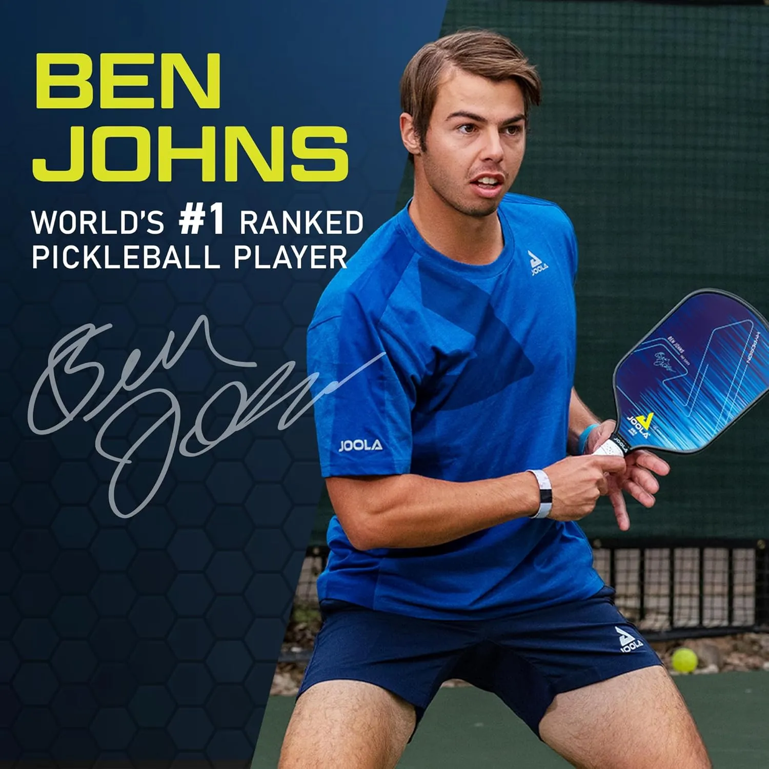 JOOLA Ben Johns Hyperion Pickleball Paddle - Select Raw Carbon Surface or Carbon Abrasion Surface for Increased Power and Spin - Elongated Grip Handle - Carbon Fiber Pickleball Paddle - USAP Approved