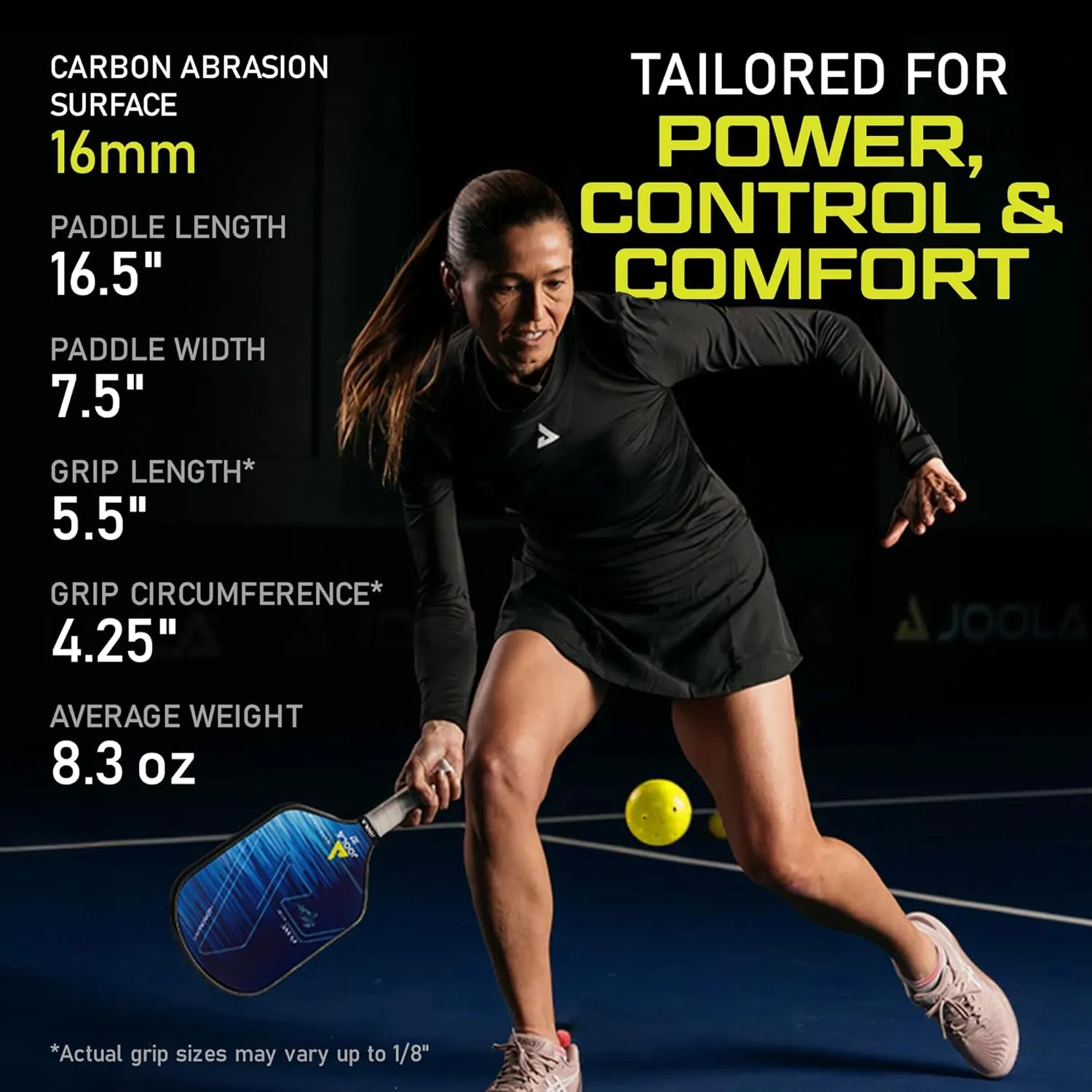 JOOLA Ben Johns Hyperion Pickleball Paddle - Select Raw Carbon Surface or Carbon Abrasion Surface for Increased Power and Spin - Elongated Grip Handle - Carbon Fiber Pickleball Paddle - USAP Approved