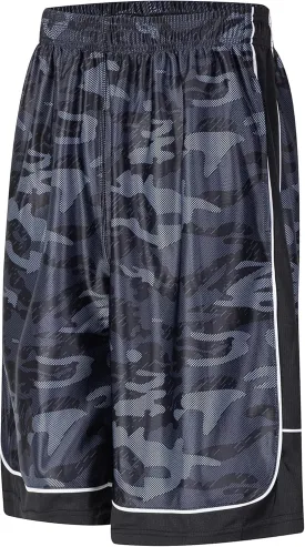 Men's Long Athletic Shorts Basketball Gym Quick Dry Camo Shorts with Pockets