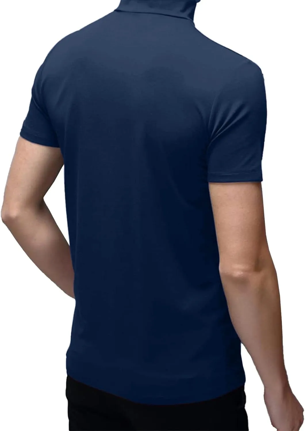 Mens T Shirt Short Sleeve Basic Mock Turtleneck Slim Fit Undershirt Pullover Thermal Solid Tops