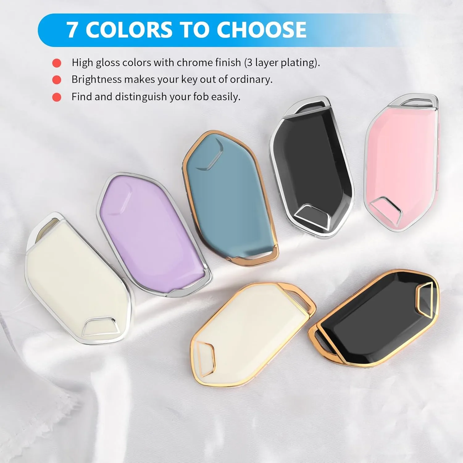 QBUC for Kia Key fob Cover,Soft TPU 360Car Key Case Protector with Leather Keychain Compatible with Kia Telluride 2023/2024 5 Buttons Smart Key (Pink)
