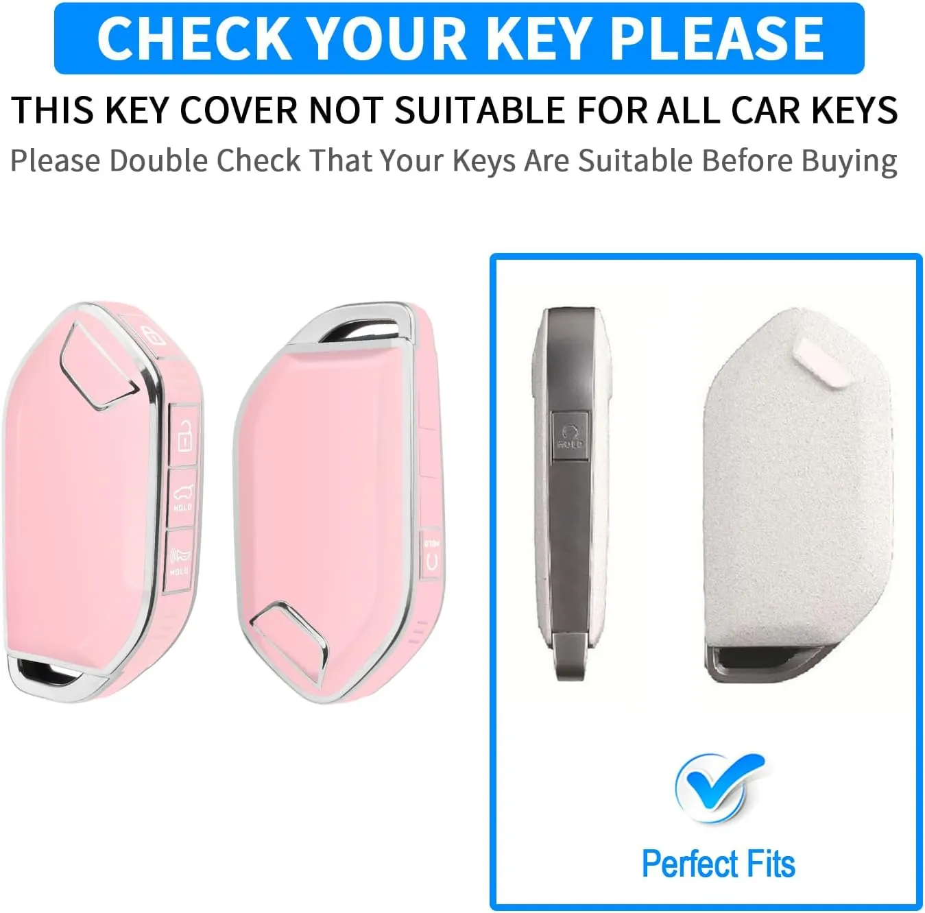 QBUC for Kia Key fob Cover,Soft TPU 360Car Key Case Protector with Leather Keychain Compatible with Kia Telluride 2023/2024 5 Buttons Smart Key (Pink)