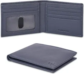 Slim Leather Wallet for Men - RFID Blocking Slim Minimalist Front Pocket - Thin & Stylish with ID Window, Gift For Men