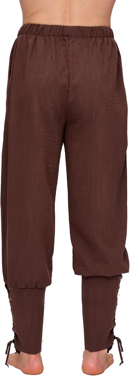 Spooktacular Creations Men Medieval Renaissance Pants, Ankle Banded Pirate Pants, Viking Costume Men for Halloween Party