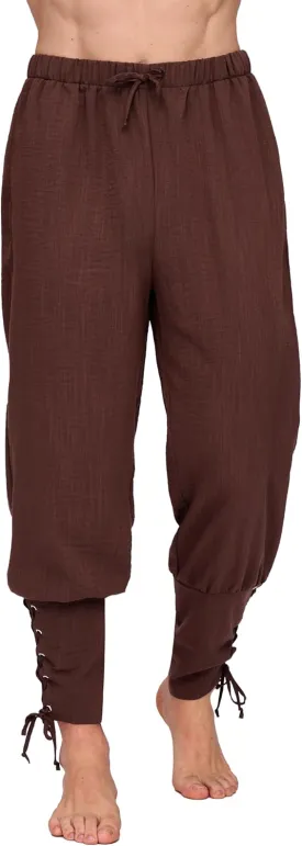 Spooktacular Creations Men Medieval Renaissance Pants, Ankle Banded Pirate Pants, Viking Costume Men for Halloween Party