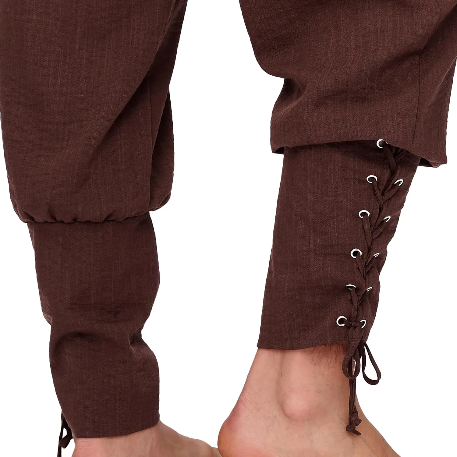 Spooktacular Creations Men Medieval Renaissance Pants, Ankle Banded Pirate Pants, Viking Costume Men for Halloween Party