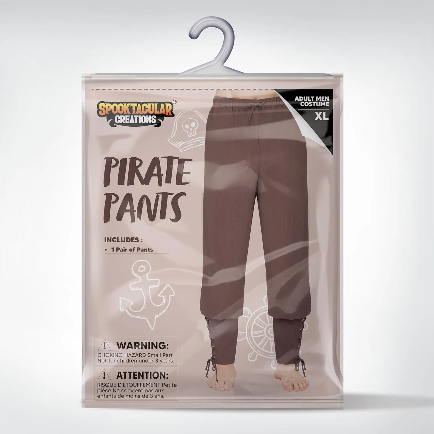 Spooktacular Creations Men Medieval Renaissance Pants, Ankle Banded Pirate Pants, Viking Costume Men for Halloween Party