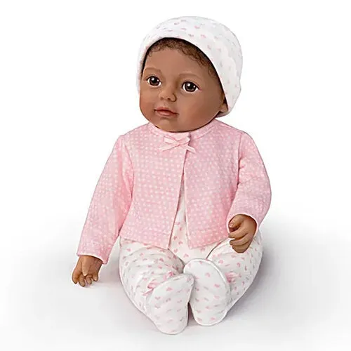The Ashton-Drake Galleries Little Kiara Lifelike Realistic African American Black Baby Girl Doll with Hand Rooted Hair Fully Poseable Cuddly Bean Bag Body and Soft RealTouch® Vinyl Skin 10"-Inches