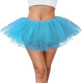Women 5 Layers Tutu Fluffy Dance Ballet Bubble Skirt Puffy Elastic Tulle Short Skirts Halloween Christmas Costume
