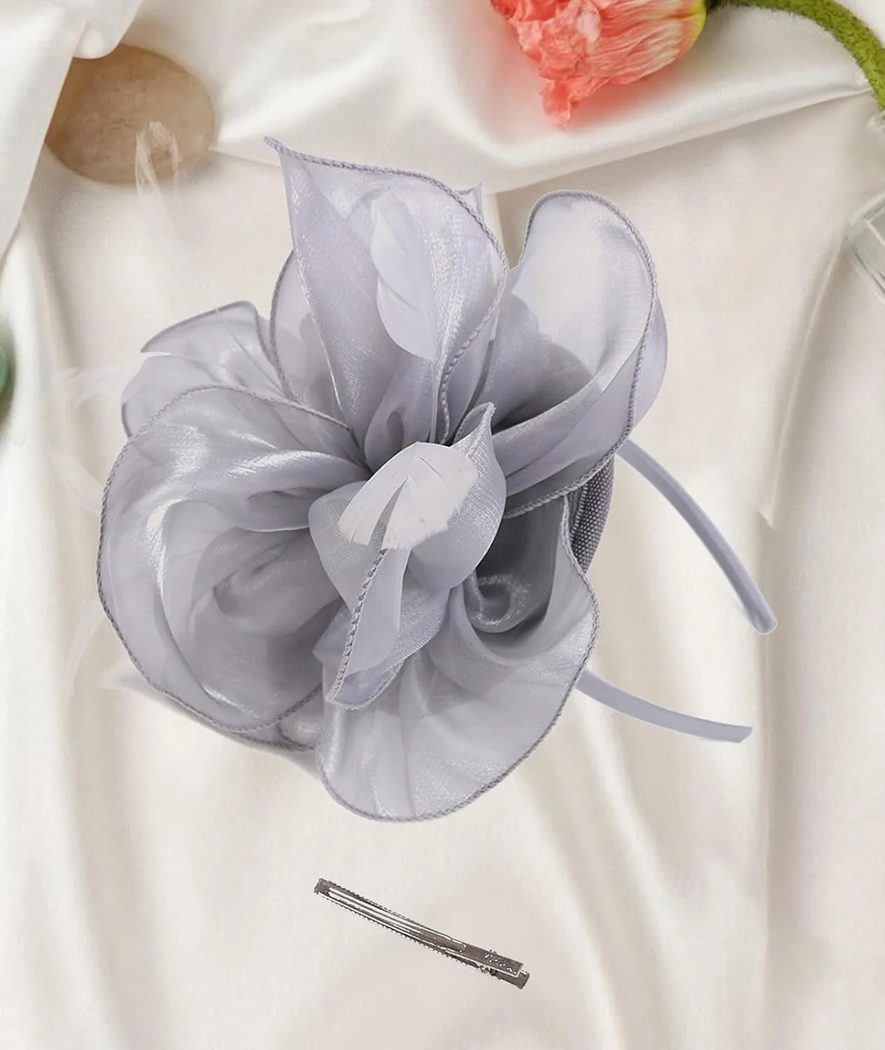Z&X Sinamay Fascinator Pillbox Hats for Women Feather Flower Church Derby Headband Clip Wedding Tea Party Hat