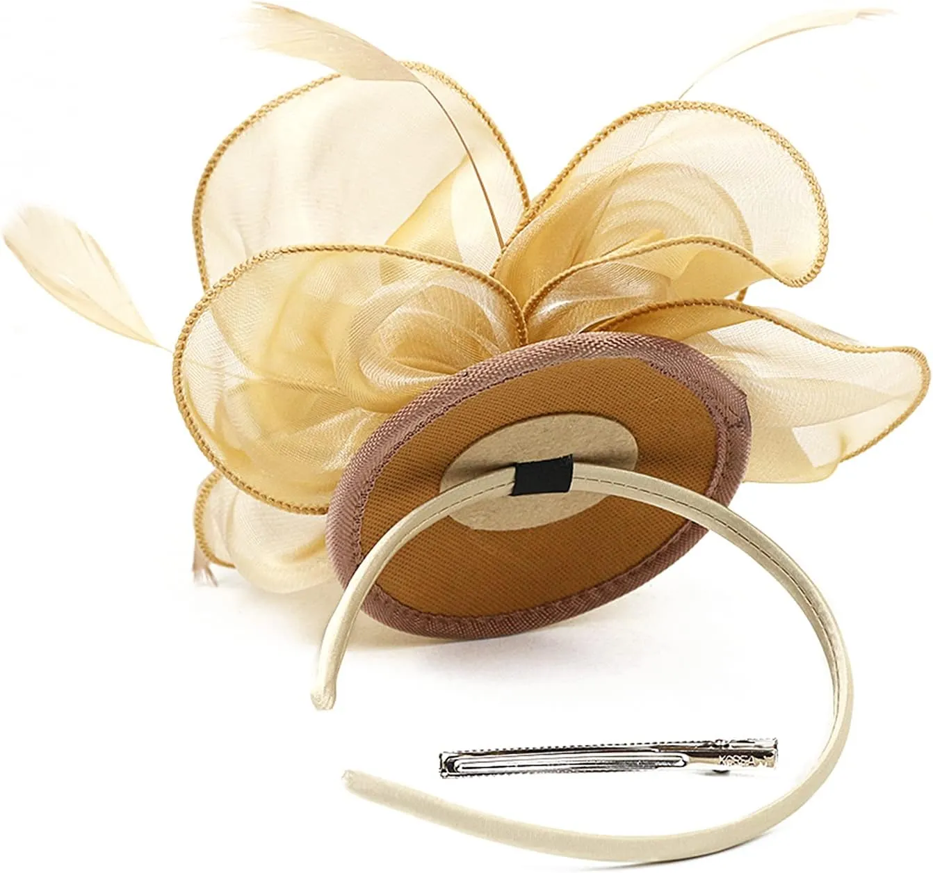 Z&X Sinamay Fascinator Pillbox Hats for Women Feather Flower Church Derby Headband Clip Wedding Tea Party Hat