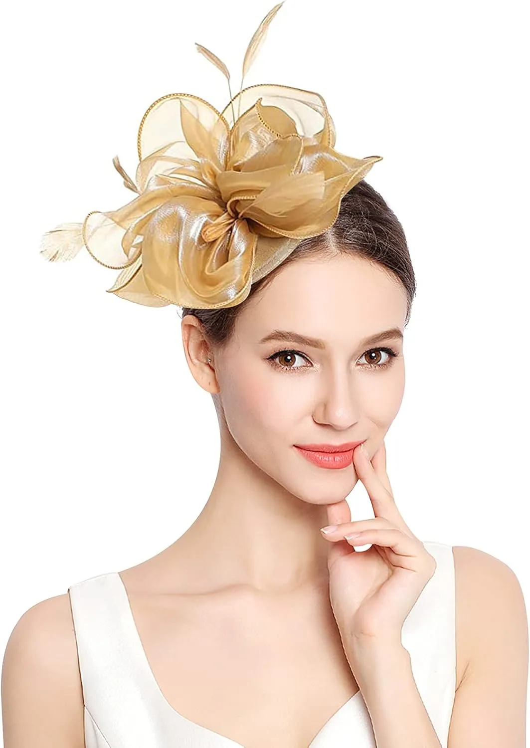 Z&X Sinamay Fascinator Pillbox Hats for Women Feather Flower Church Derby Headband Clip Wedding Tea Party Hat