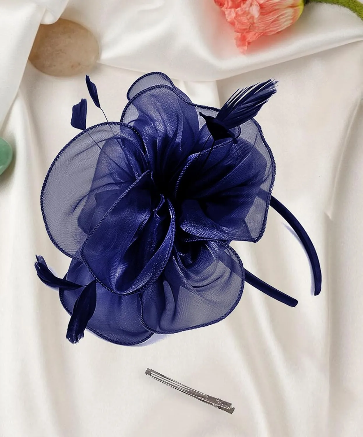 Z&X Sinamay Fascinator Pillbox Hats for Women Feather Flower Church Derby Headband Clip Wedding Tea Party Hat