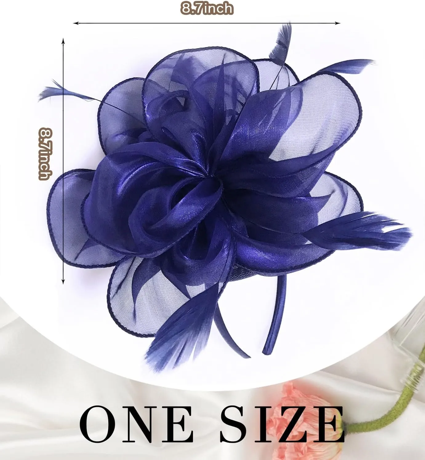 Z&X Sinamay Fascinator Pillbox Hats for Women Feather Flower Church Derby Headband Clip Wedding Tea Party Hat