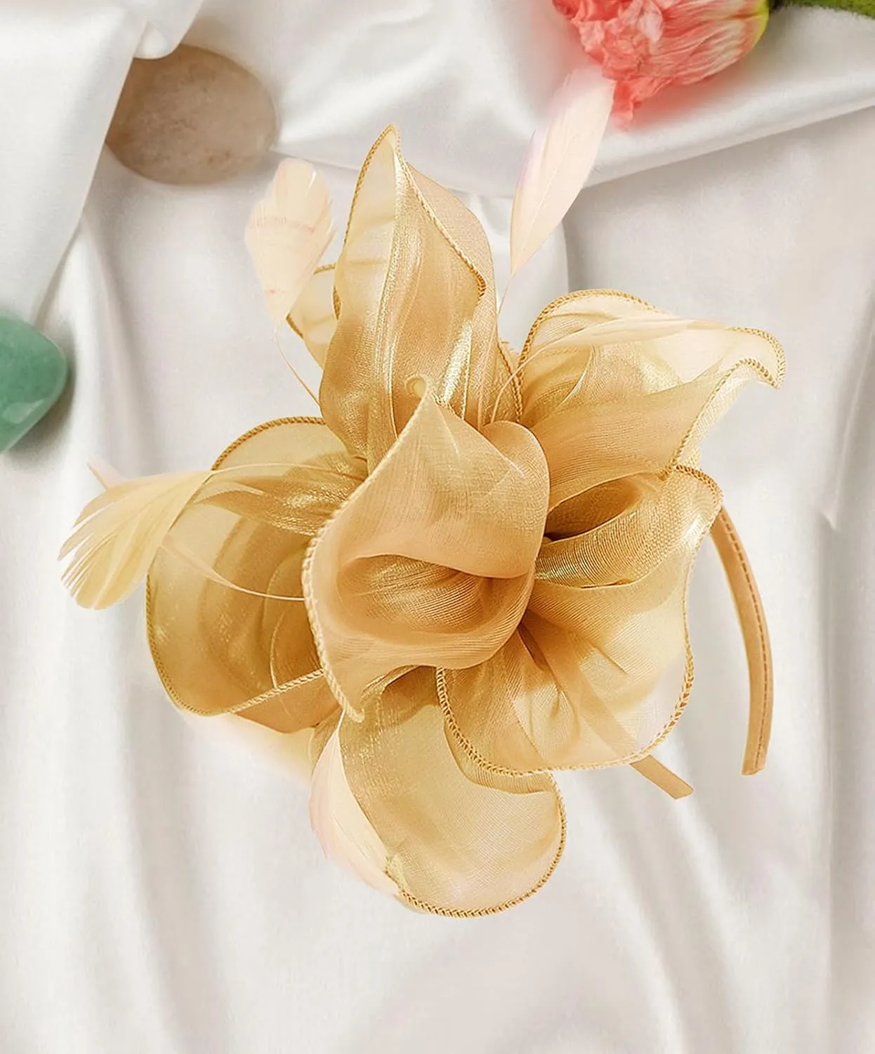 Z&X Sinamay Fascinator Pillbox Hats for Women Feather Flower Church Derby Headband Clip Wedding Tea Party Hat