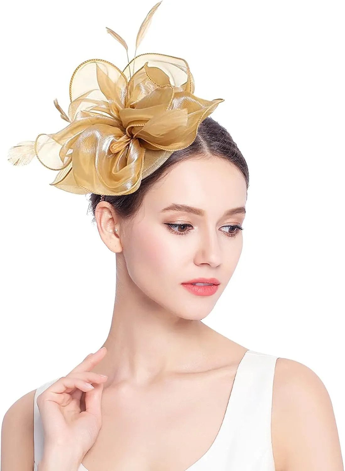 Z&X Sinamay Fascinator Pillbox Hats for Women Feather Flower Church Derby Headband Clip Wedding Tea Party Hat